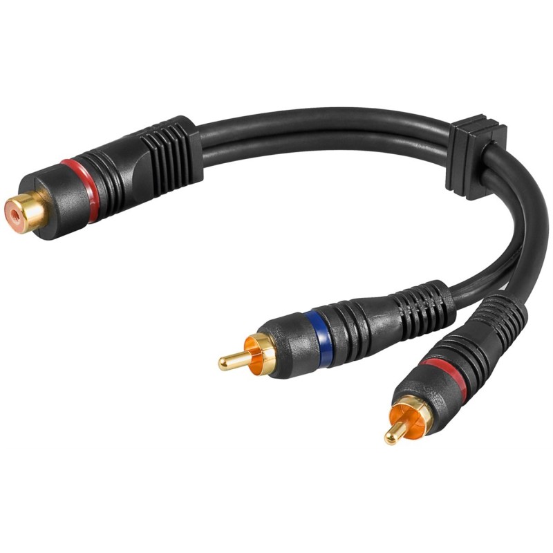 Cavo Adattatore RCA Femmina 2x RCA Maschio 0.2m Nero