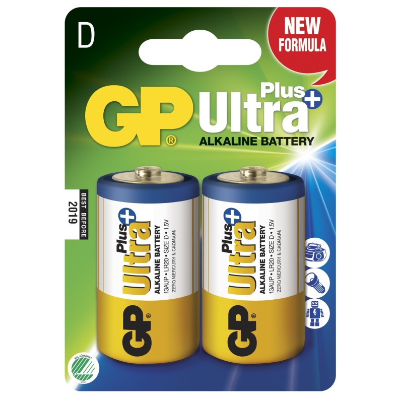 Blister 2 Batterie Torcia D GP Ultra Plus