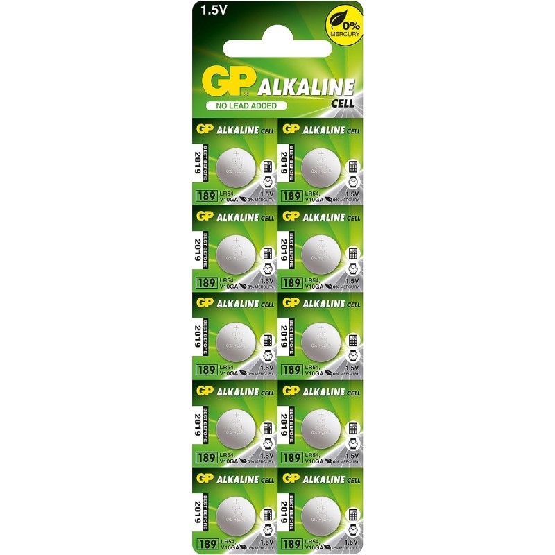 Blister 10 Batterie Alcaline Specialistiche a Bottone LR54