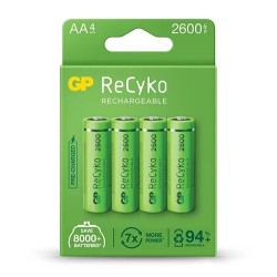 Blister 4 Batterie Ricaricabili AA Stilo 2600mAh GP ReCyko+