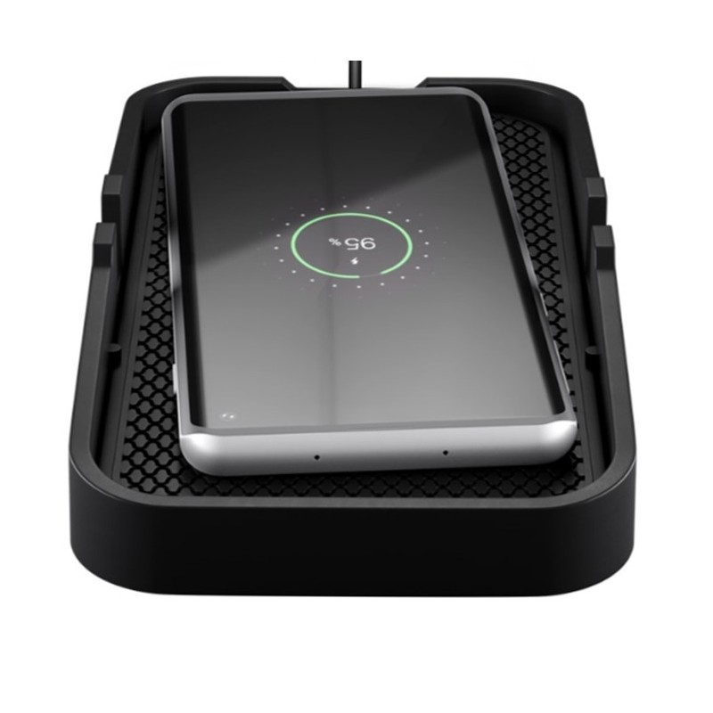 Caricatore Smartphone Qi Wireless da Auto 15W Silicone Nero