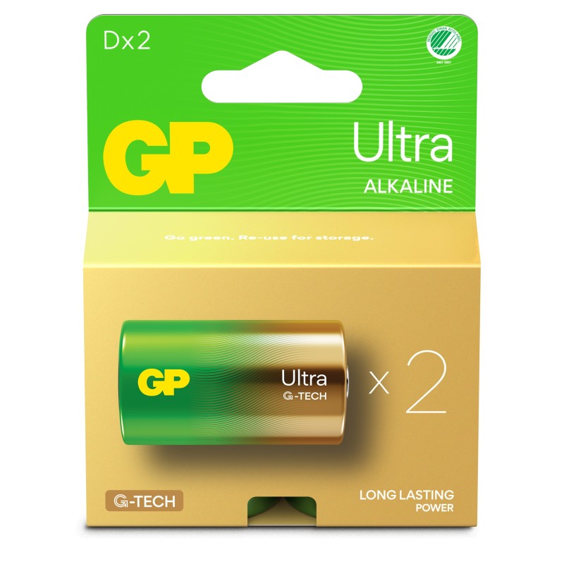 Confezione 2 Batterie GP Ultra Alcalina Torcia D 13AU/LR20