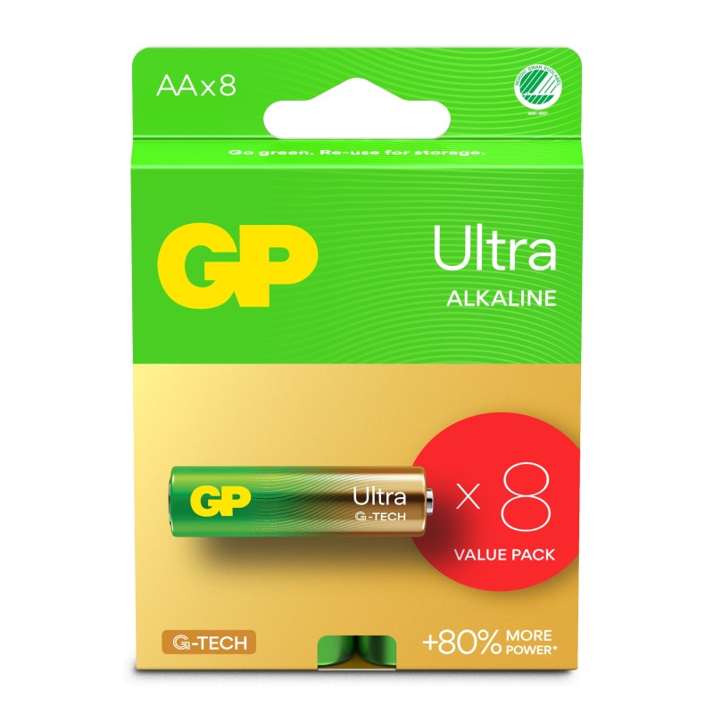 Confezione 8 Batterie GP Ultra Alcaline Stilo AA 15AU/LR6