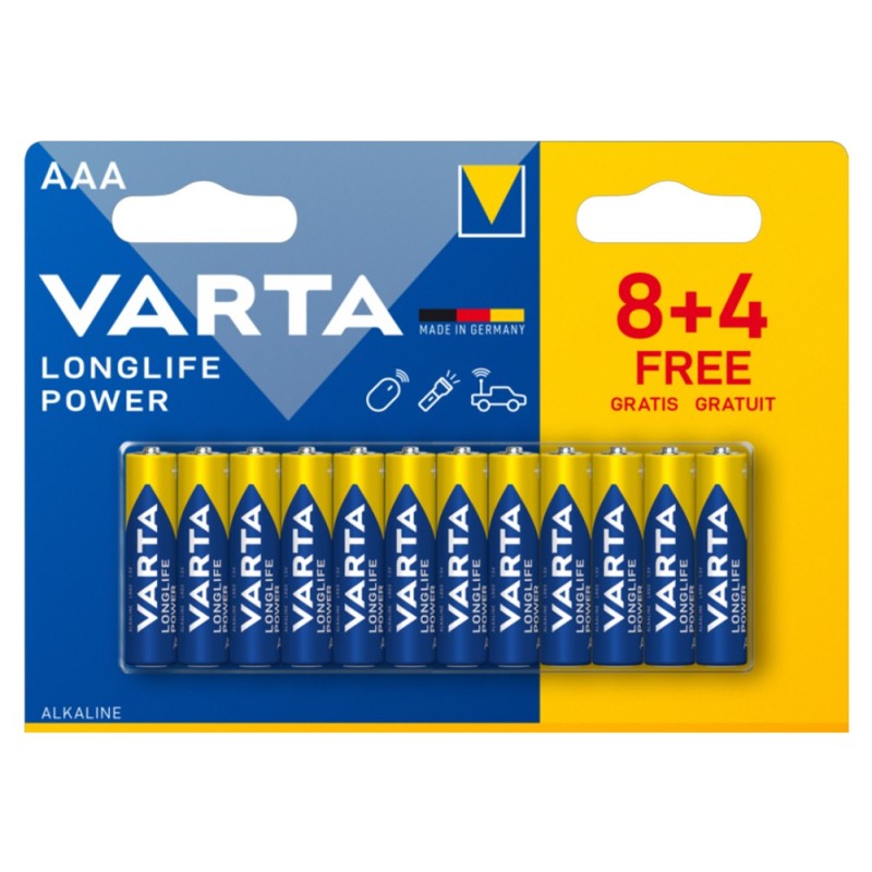 Confezione 12 Batterie Varta Longlife Power Ministilo AAA