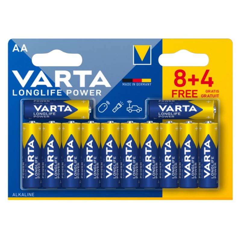 Confezione 12 Batterie Varta Longlife Power Stilo AA