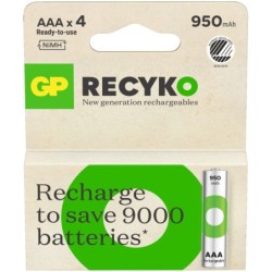 Blister 4 Batterie Ricaricabili AAA Mini Stilo 950 mAh GP ReCyko